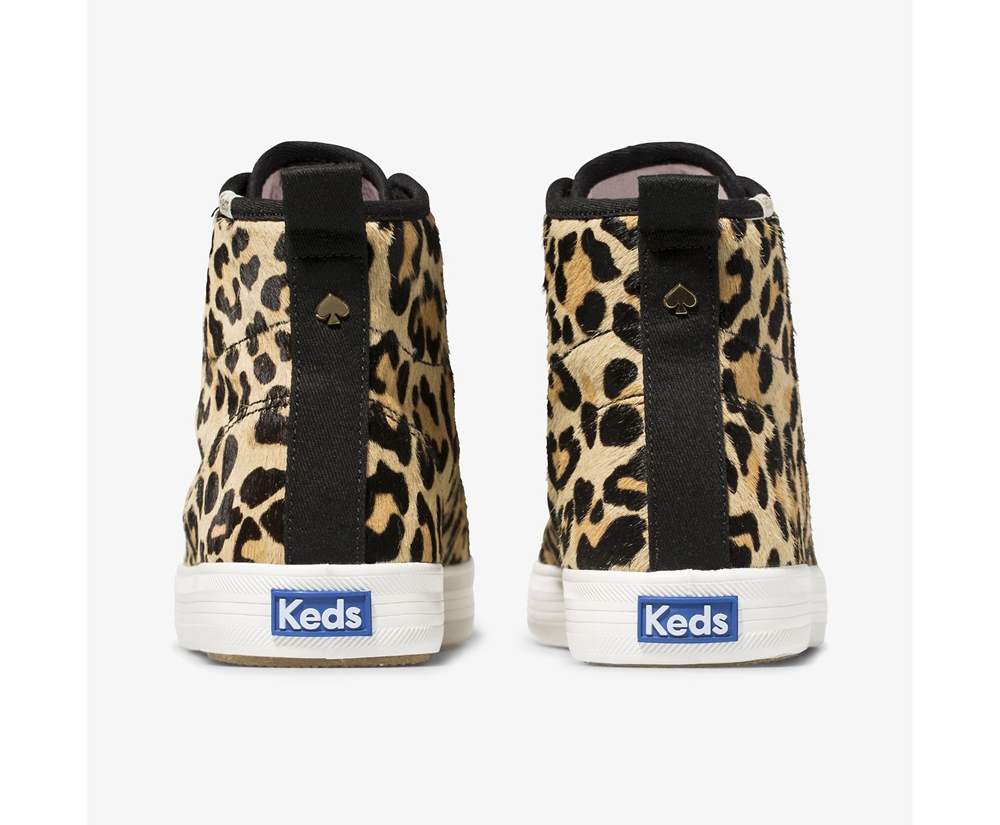 Keds Womens Sneakers Brown - Kate Spade new york Kickstart Hi Leopard Calf Hair - 438QBHSEV